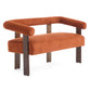 Round Armrest Loveseat (Dark Orange + Brown)