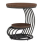 19.68" Round Vintage End Table with 2-Tier Storage – Rustic
