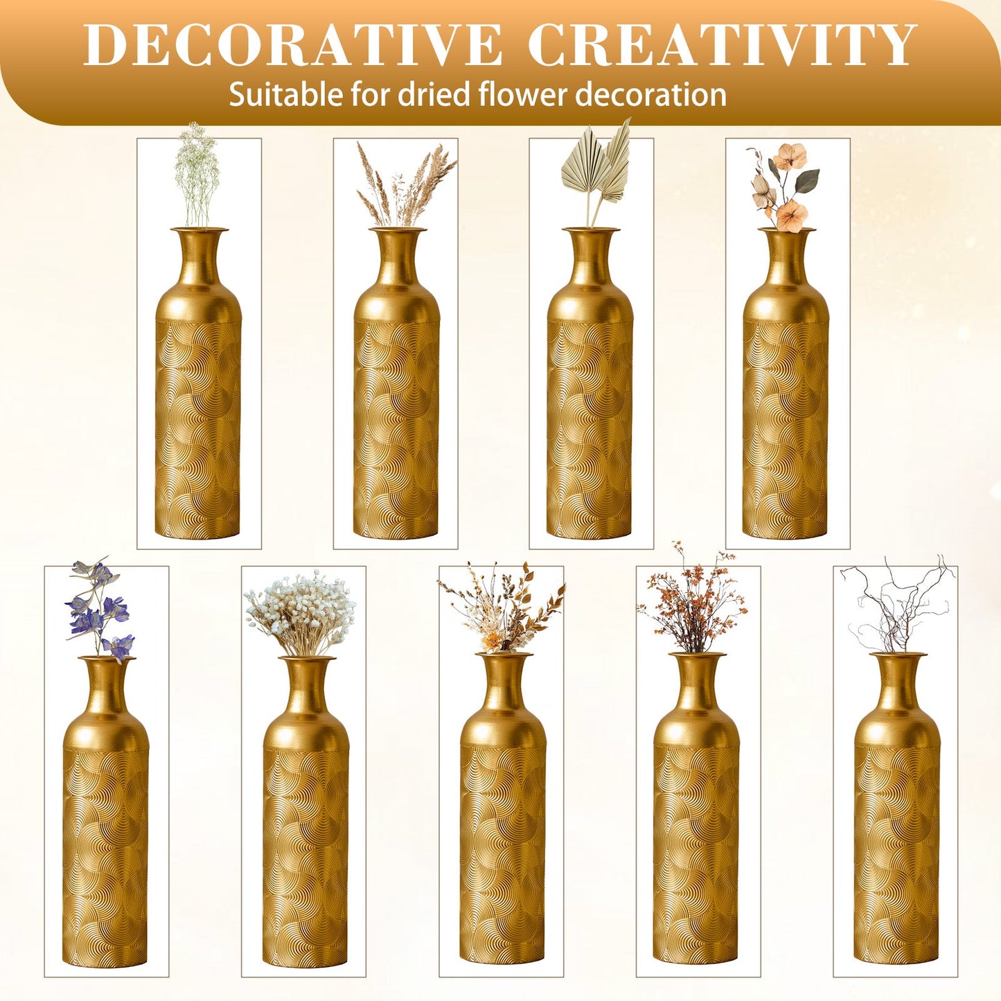 3 Pack Gold Metal Vases