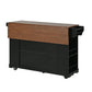 54" Mobile Kitchen Island with Glass Door Storage