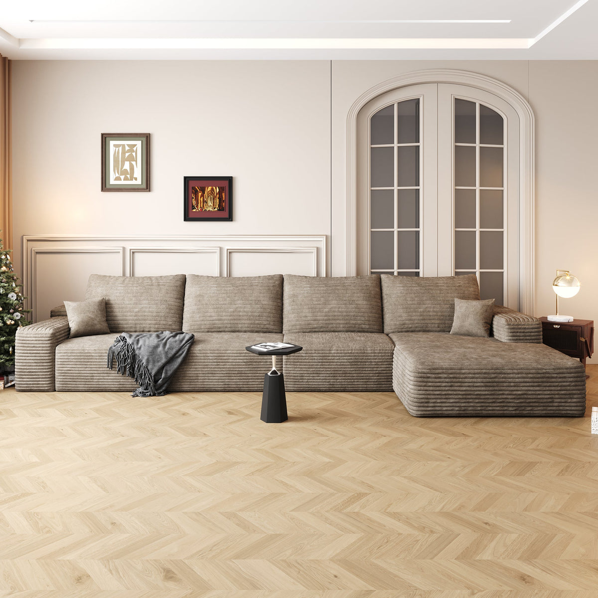 134" Cloud Sectional Couch with L-Shape Chaise - Camel