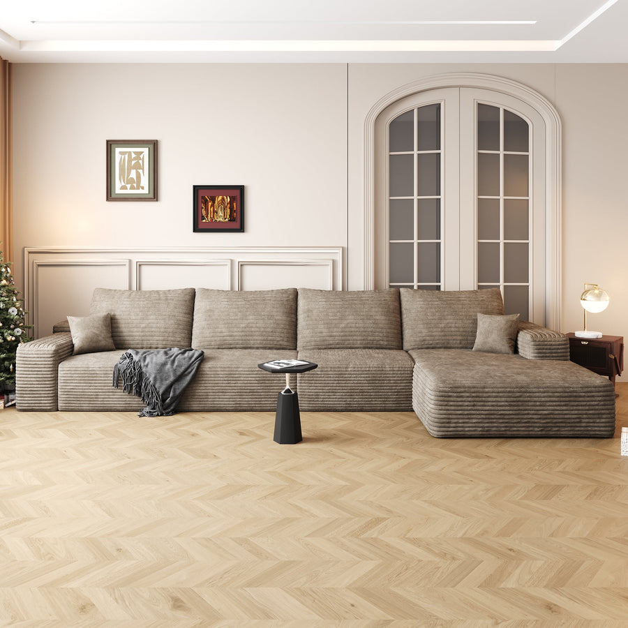 134" Cloud Sectional Couch with L-Shape Chaise - Camel