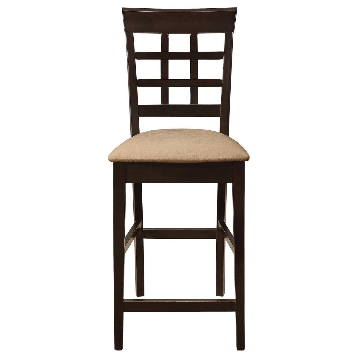 Beige and Cappuccino Upholstered Counter Height Stools (Set of 2)
