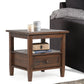 Warm Shaker Solid Wood 20 Inch Wide Transitional End Table