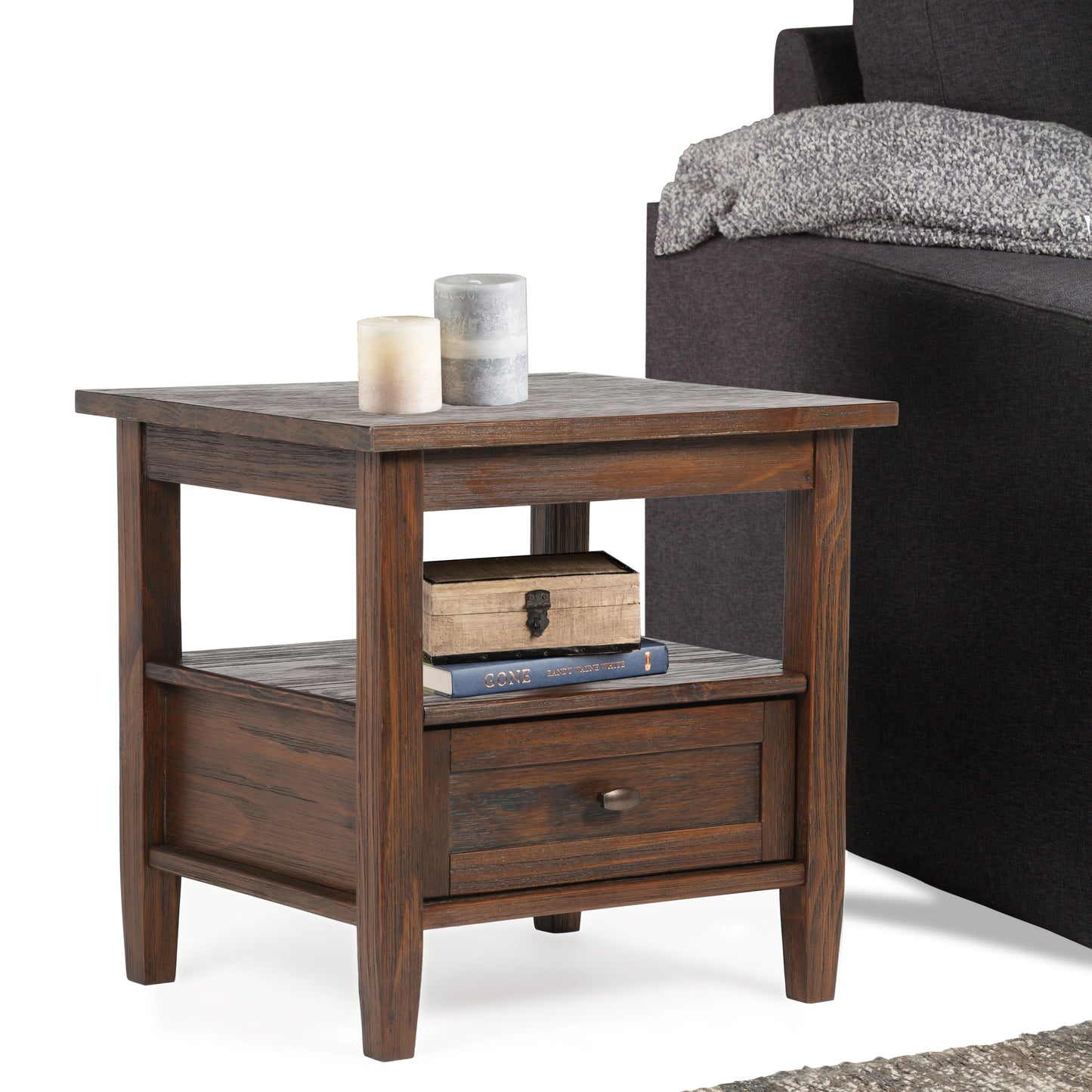 Warm Shaker Solid Wood 20 Inch Wide Transitional End Table