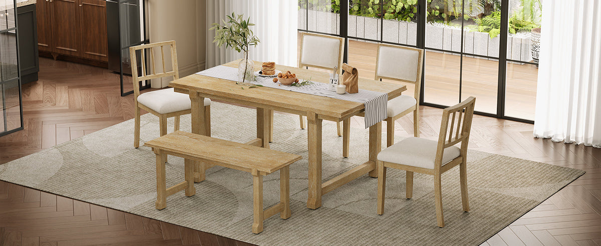Trexm 6-Piece Farmhouse Dining Set for 6