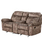 Zubaida Two Tone Chocolate Velvet Recliner Loveseat w/USB Port & Console