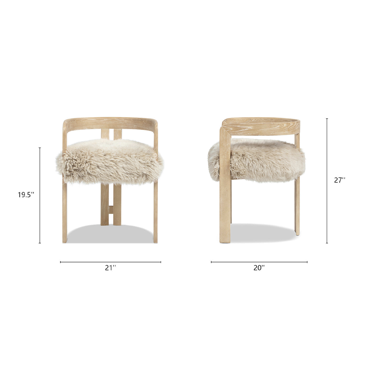 Millwick 21" Low Back Genuine Fur Dining Chair