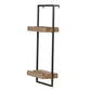 12" x 6" x 27" Iron and Wood Wall Shelf With Two Shelves