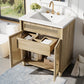 30-Inch Bathroom Vanity: Handwoven Rattan Doors, Solid Wood Legs & Resin Basin