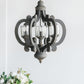Farmhouse Chandelier, 6 Light Wood Chandelier Pendant Light Fixture With Adjustable Chain For Dining Room - view 4