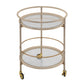 Round Bar Cart with Tempered Glass Shelves