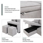 Modern L-Shape 3 Seat Reversible Sectional Couch, Pull Out Sleeper Sofa With Storage Chaise And 2 Stools For - view 24