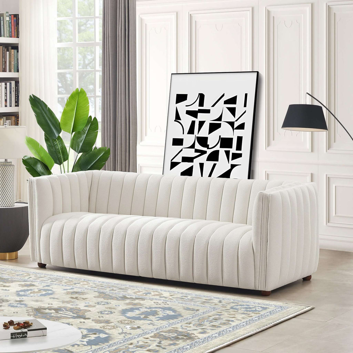 April - Mid-Century Modern Luxury Tight Back Boucle Couch - view 6