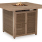 Walton Bridge - Square Bar Table W/Fire Pit - Driftwood
