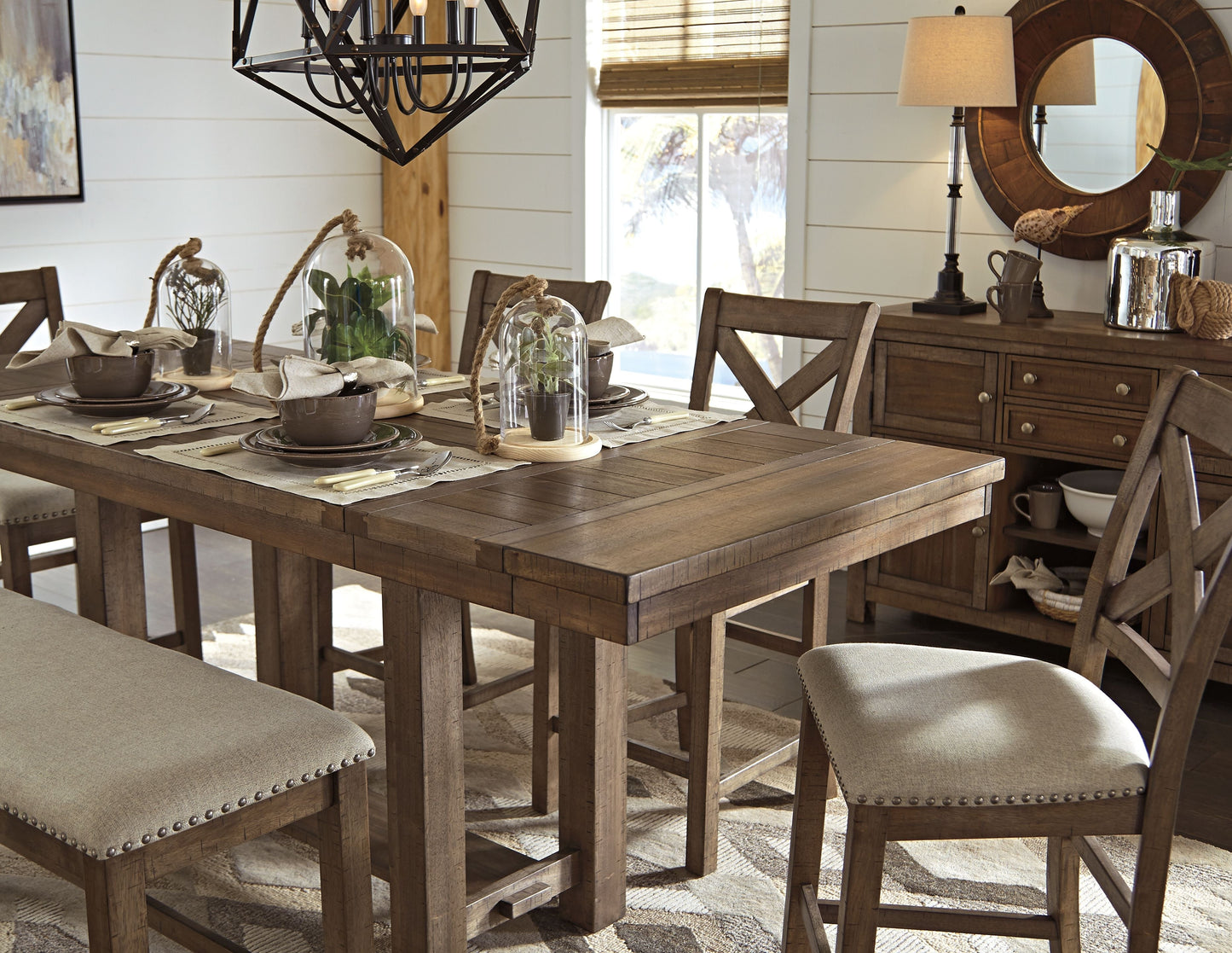 Moriville - Rectangular Dining Room Counter Extension Table - Grayish Brown