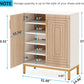 31.5" White & Natural Wood Shoe Cabinet
