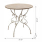 D31.5x31.5" Round Wooden Table with Metal Scrollwork Legs
