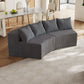 Corduroy Curved Sectional Sofa with Four Pillows