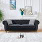Chesterfield Upholstery Fabric Sofa With Roll Armrest & Nailhead, Mid Century Modern 3 And 3 Seater Couch - view 13