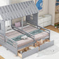 Twin Size House Platform Beds with Storage Drawers