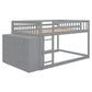 Full Over Full Bunk Bed with 4 Drawers and 3 Shelves - Gray