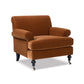 Alana 38" Lawson Accent Arm Chair with Metal Casters, Burnt