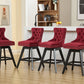 Swivel Velvet Barstools with Button Tufted Decoration - Set of 2 (Wine Red)