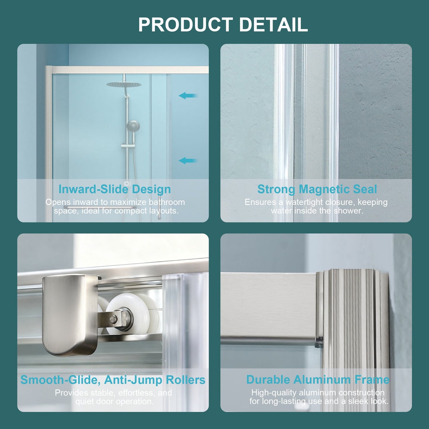 48" W x 72"H Single Sliding Bypass Shower Enclosure