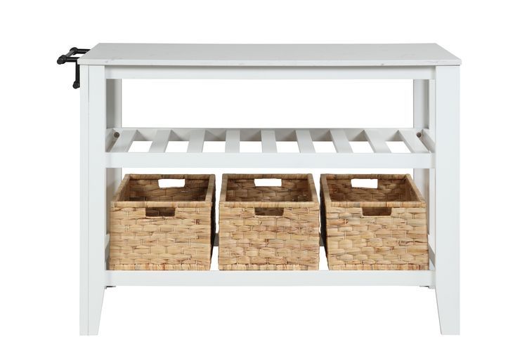 Sezye - Kitchen Island - Marble Top & White