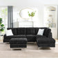 L-Shaped Chenille Sectional Sofa with Chaise and Storage Ottoman