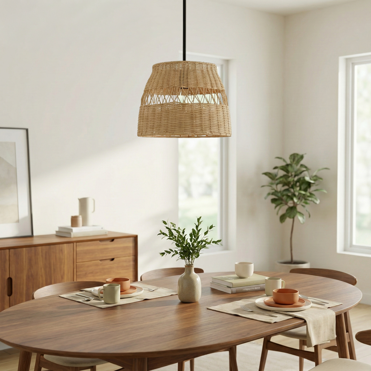 Essence Single Lights Pendant With Rattan Shade