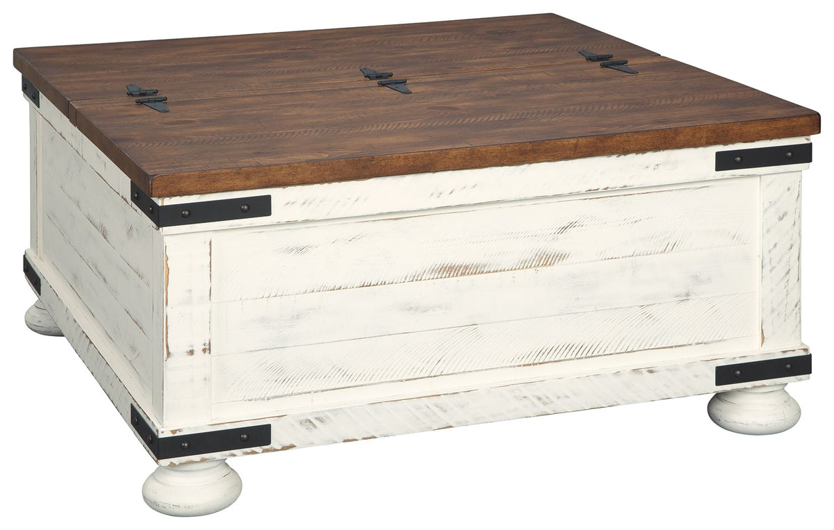Wystfield - Cocktail Table with Storage - White / Brown