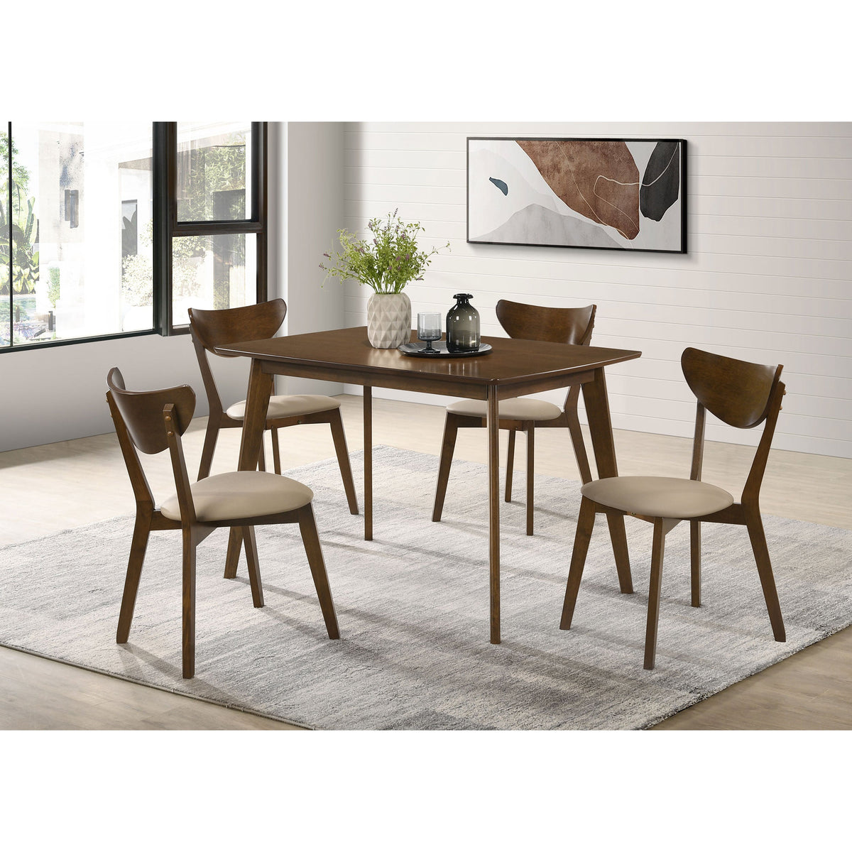 Retro Chestnut Dining Table with Angled Legs