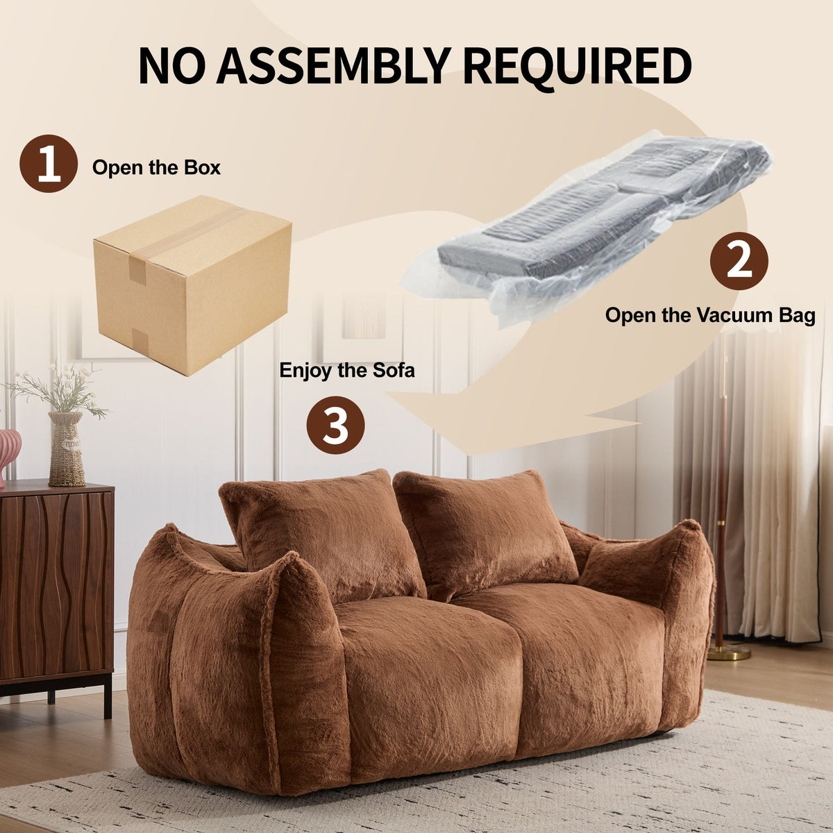 Giant Bean Bag Couch, Ultra Soft Fluffy Loveseat For Living Room - view 39