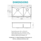 Topmount Drop In Kitchen Sink - 36"x 22" Double Bowl