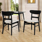 Set of 2 Dining Chairs - Upholstered Seat, Rubberwood Legs
