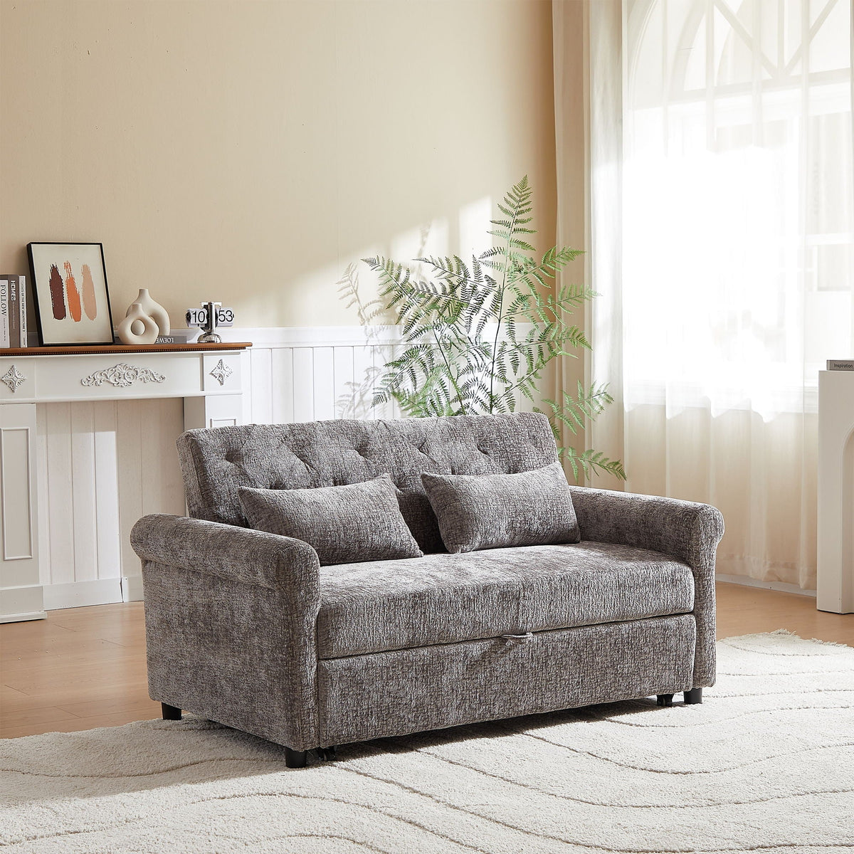 Loveseat Sofa Bed, Pull - Out Couch Sleeper & 2 Pillows - view 12