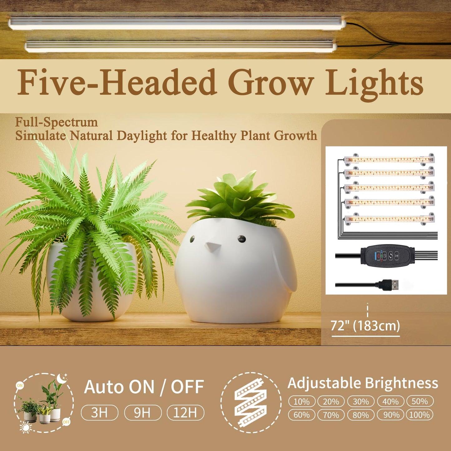 8-Tiered Indoor Plant Stand with Grow Lights