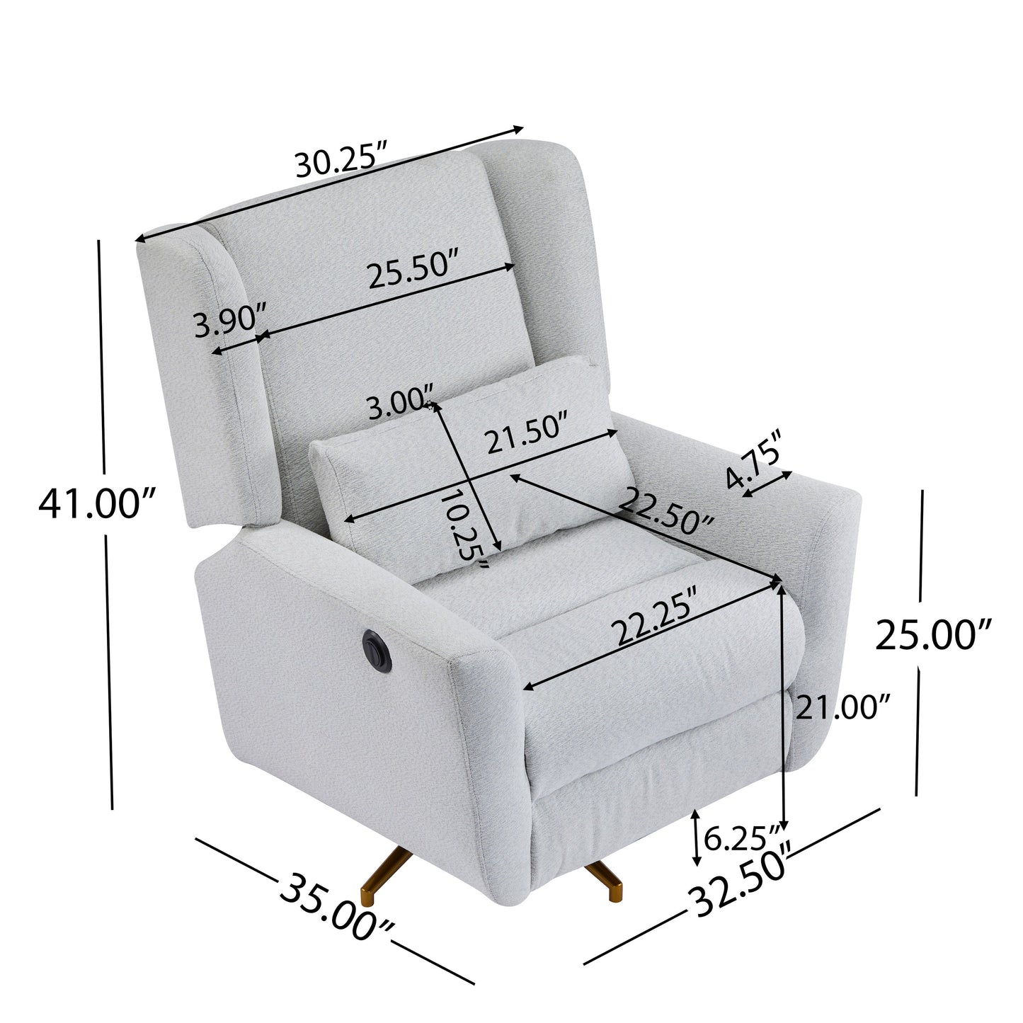 Upholstered 360° Swivel Power Recliner Chair