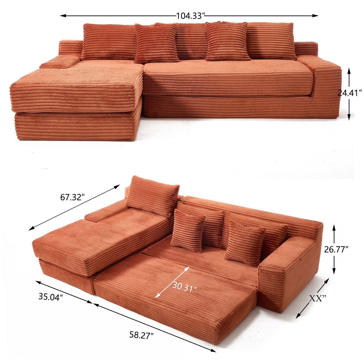 Modern L - Shaped Sectional Couch With Memory Foam - view 20