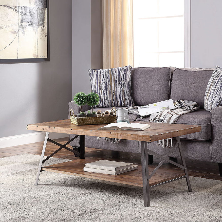 Ikram - Coffee Table - Weathered Oak & Sandy Black