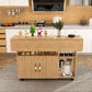 Multi-Functional Folding Table with Storage Shelves and Wheels