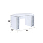 Noralie - Vanity Stool - Synthetic Leather , Mirrored & Faux Diamonds