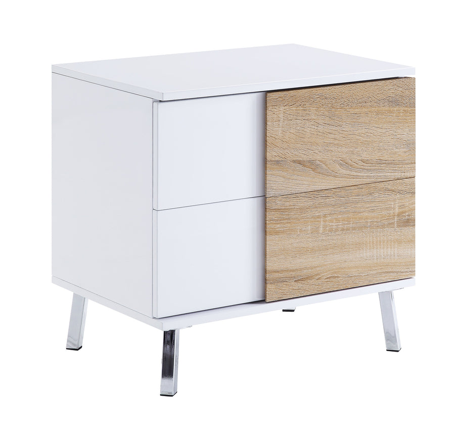 Modern White High Gloss Coffee and End Table Set with Ample Storage - White