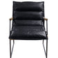 Luberzo - Accent Chair - Distress Espresso Top Grain Leather & Matt Iron