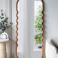 Oversized Wooden Floor Mirror with Unique Design