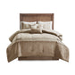 7 Piece Faux Suede Comforter Set Tan Queen