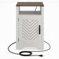 16" White Farmhouse Nightstand with Charging Station