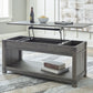 Freedan - Rect Lift Top Cocktail Table - Grayish Brown